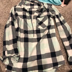 Half button flannel tunic